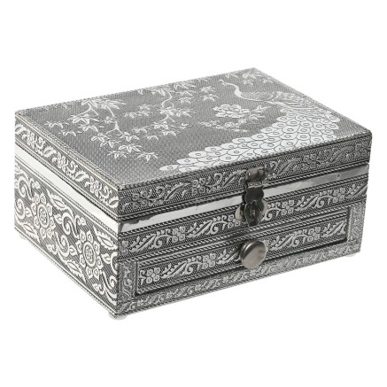 Boîte à bijoux Home ESPRIT Vert Argenté Bois Aluminium 17,5 x 12,5