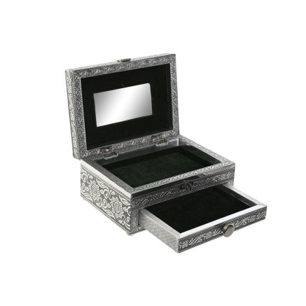 Boîte à bijoux Home ESPRIT Vert Argenté Bois Aluminium 17,5 x 12,5 2