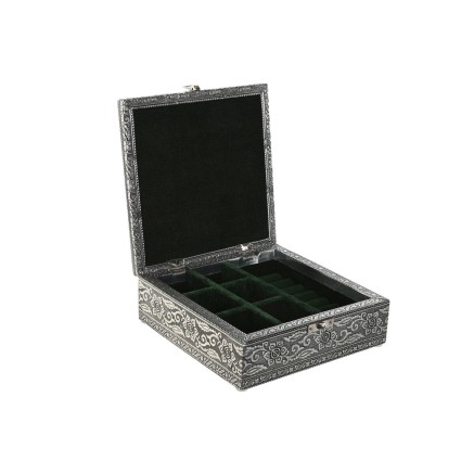 Doos-Juwelenkistje Home ESPRIT Groen Zilverkleurig Hout Aluminium 18 x 2