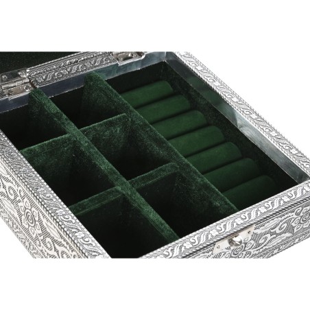 Boîte à bijoux Home ESPRIT Vert Argenté Bois Aluminium 18 x 18 x 6
