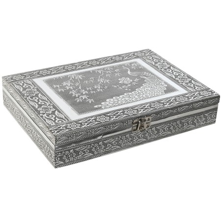 Doos-Juwelenkistje Home ESPRIT Groen Zilverkleurig Hout Aluminium 27,5
