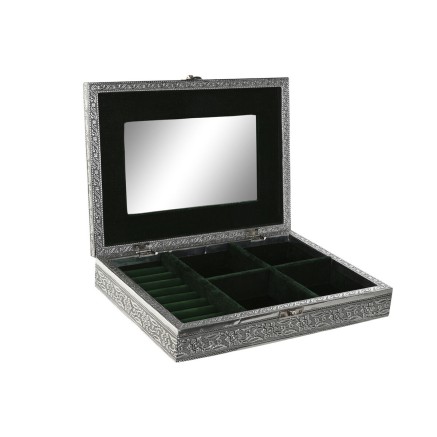 Doos-Juwelenkistje Home ESPRIT Groen Zilverkleurig Hout Aluminium 27,5 2