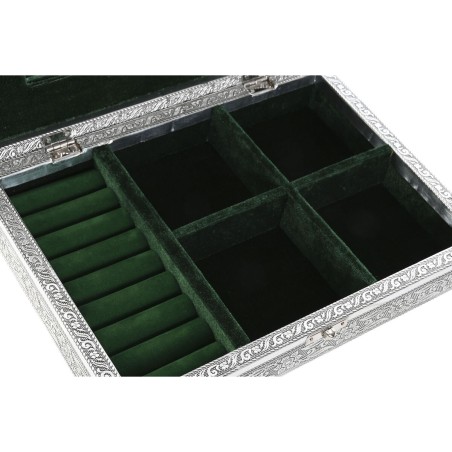 Doos-Juwelenkistje Home ESPRIT Groen Zilverkleurig Hout Aluminium 27,5