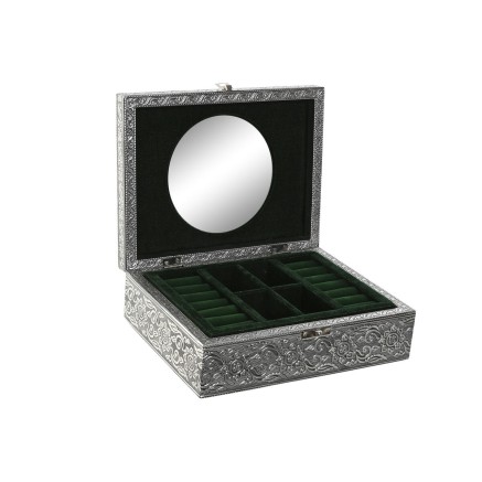 Boîte à bijoux Home ESPRIT Vert Argenté Bois Aluminium 22,5 x 17,5 2