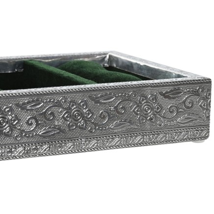 Boîte à bijoux Home ESPRIT Vert Argenté Bois Aluminium 25 x 15 x 5 2