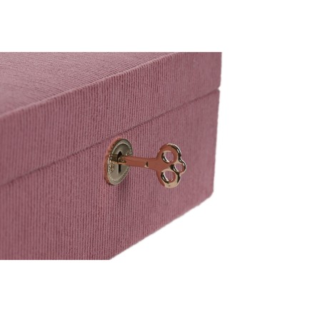 Scatola-Portagioie Home ESPRIT Crema Magenta 27 x 19 x 9 cm 2