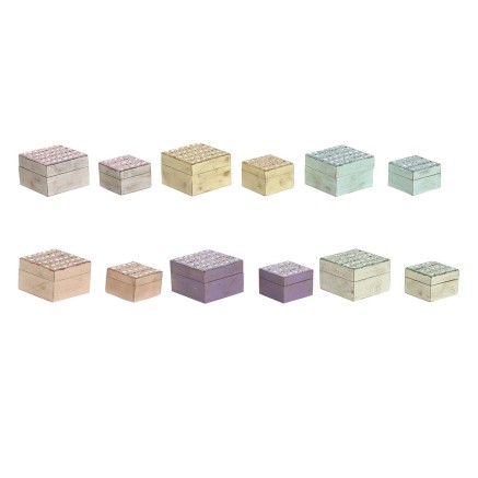 Boîte à bijoux Home ESPRIT Multicouleur Bois de manguier 10 x 10 x 6
