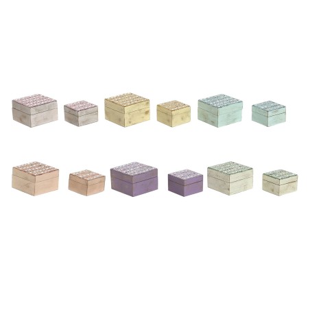 Box-Schmuckkästchen Home ESPRIT Bunt Mango-Holz 10 x 10 x 6 cm (2 St