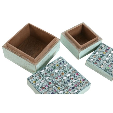 Box-Schmuckkästchen Home ESPRIT Bunt Mango-Holz 10 x 10 x 6 cm (2 St 2