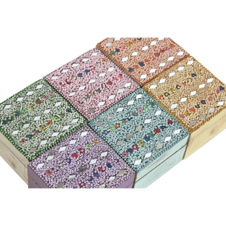 Box-Schmuckkästchen Home ESPRIT Bunt Mango-Holz 10 x 10 x 6 cm (2 St