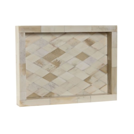 Valet Tray Home ESPRIT Bone Mango wood Colonial 20,5 x 15,5 x 2,8 cm 2