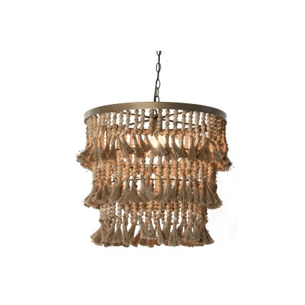 Lampadario Home ESPRIT Marrone Naturale Legno Metallo 50 W 53 x 53 x 1 2