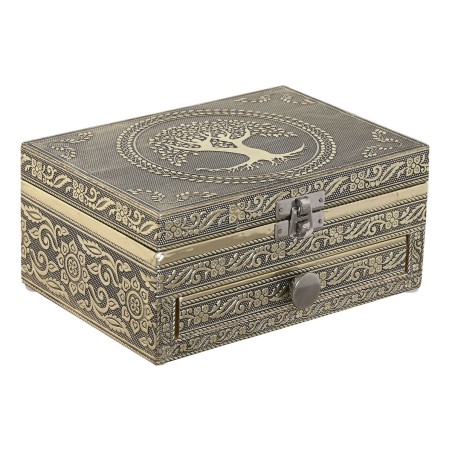 Doos-Juwelenkistje Home ESPRIT Wit Champagne Hout Aluminium 17,5 x 12,