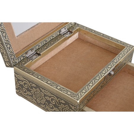 Doos-Juwelenkistje Home ESPRIT Wit Champagne Hout Aluminium 17,5 x 12,