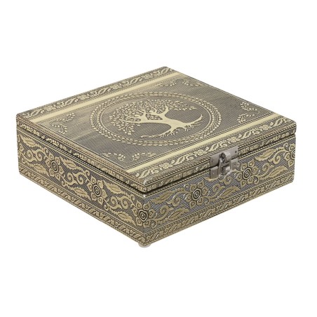 Doos-Juwelenkistje Home ESPRIT Wit Champagne Hout Aluminium 18 x 18 x