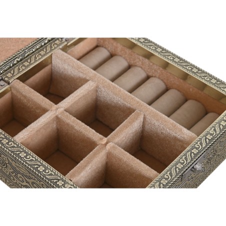 Doos-Juwelenkistje Home ESPRIT Wit Champagne Hout Aluminium 18 x 18 x