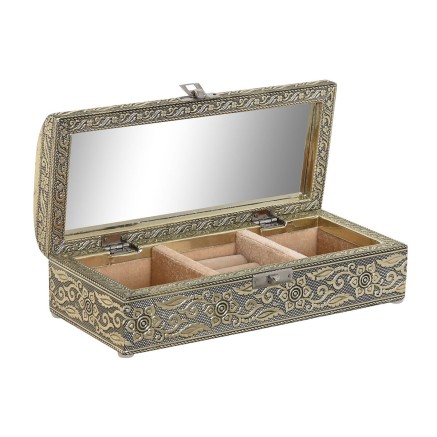 Box-Schmuckkästchen Home ESPRIT Weiß Champagner Holz Aluminium 22,5