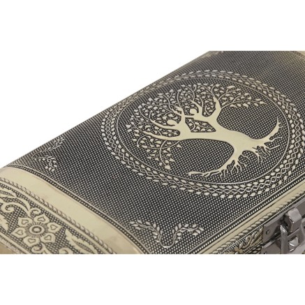 Scatola-Portagioie Home ESPRIT Bianco Champagne Legno Alluminio 22,5 x 2