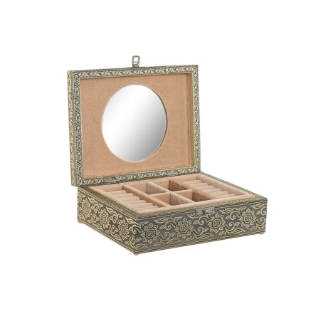 Scatola-Portagioie Home ESPRIT Bianco Champagne Legno Alluminio 22,5 x