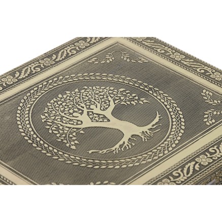 Caja-Joyero Home ESPRIT Blanco Champán Madera Aluminio 22,5 x 17,5 x 2
