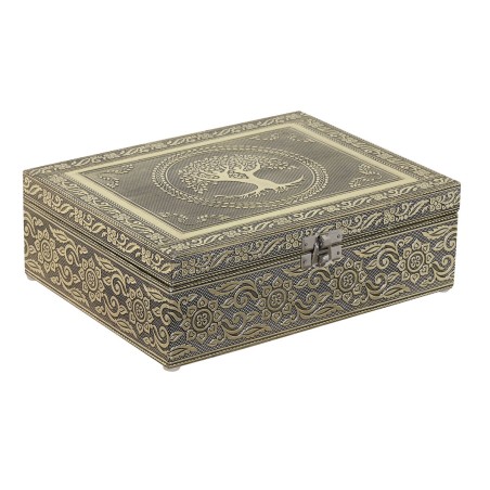 Doos-Juwelenkistje Home ESPRIT Wit Champagne Hout Aluminium 22,5 x 17,