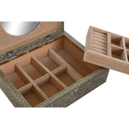 Doos-Juwelenkistje Home ESPRIT Wit Champagne Hout Aluminium 22,5 x 17,