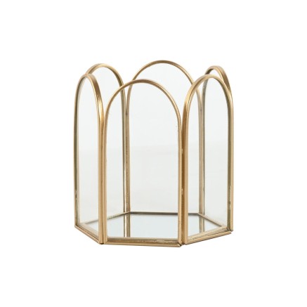 Boîte à bijoux Home ESPRIT Doré Métal Verre 9,2 X 8,2 X 9,5 cm