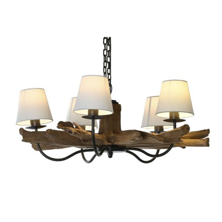 Plafondlamp Home ESPRIT Ijzer Teakhout 90 x 90 x 35 cm 2