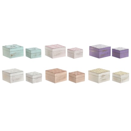 Box-Schmuckkästchen Home ESPRIT Bunt Rosa Lila Mango-Holz 10 X 10 X 6