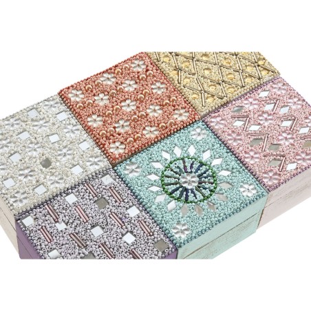 Jewelry box Home ESPRIT Multicolour Pink Lilac Mango wood 10 X 10 X 6,