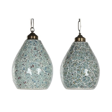 Lampadario Home ESPRIT Verde Blu cielo Metallo Cristallo 25 W 23 x 23