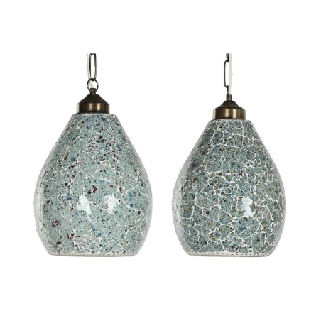 Suspension Home ESPRIT Vert Bleu ciel Métal Verre 25 W 23 x 23 x 66 c