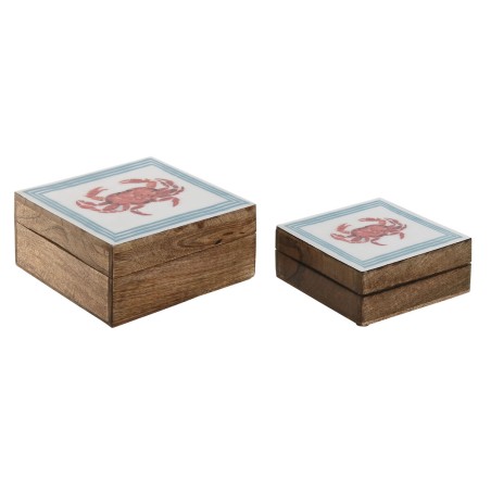 Jewelry box Home ESPRIT Multicolour Mango wood 17,5 x 17,5 x 8 cm (2 U