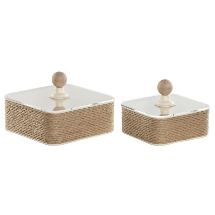 Scatola-Portagioie Home ESPRIT Marrone Chiaro Metallo 16 x 16 x 11 cm