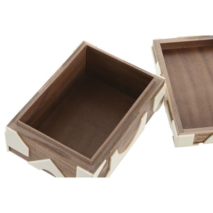 Boîte à bijoux Home ESPRIT Noir Naturel Résine Acacia 18 x 13 x 7,5 2