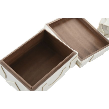 Caja-Joyero Home ESPRIT Blanco Resina Hueso 18 x 13 x 7,5 cm (2 Piezas 2