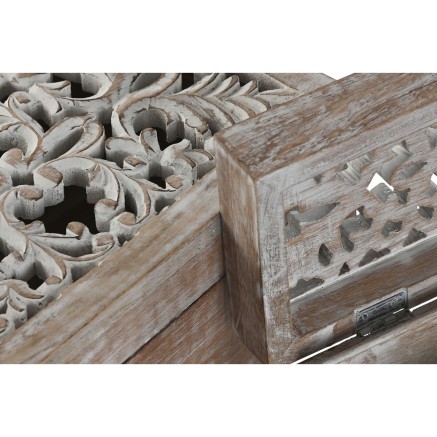 Boîte à bijoux Home ESPRIT Blanc Naturel Bois de manguier (2 Pièces 2