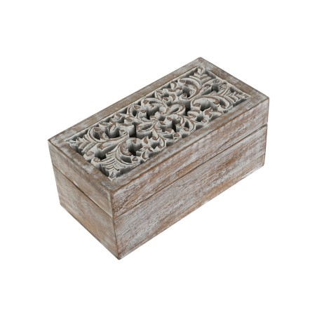 Scatola-Portagioie Home ESPRIT Bianco Naturale Legno di mango (2 Pezzi