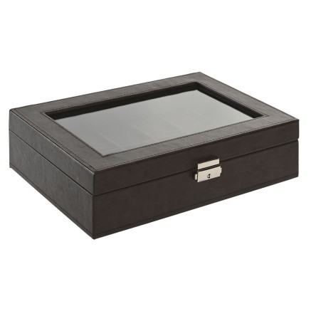 Caja-Joyero Home ESPRIT Marrón oscuro Poliuretano Cristal Acero Mader 2