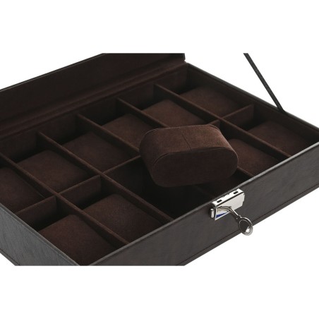 Caja-Joyero Home ESPRIT Marrón oscuro Poliuretano Cristal Acero Mader
