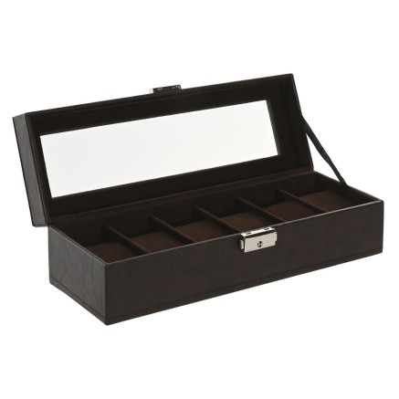 Caja-Joyero Home ESPRIT Beige Marrón oscuro Poliuretano Cristal Mader