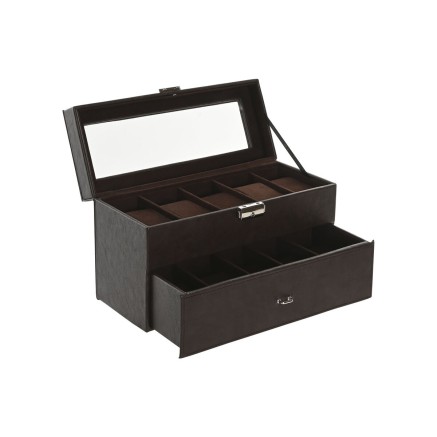 Boîte à bijoux Home ESPRIT Marron Polyuréthane Verre Bois MDF 27,5
