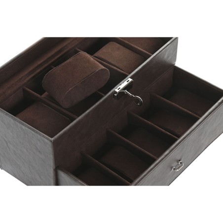 Scatola-Portagioie Home ESPRIT Marrone Poliuretano Cristallo Legno MDF