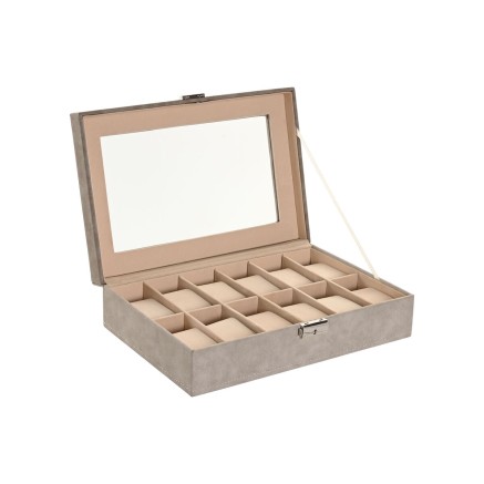 Jewelry box Home ESPRIT Grey Dark grey Polyurethane MDF Wood 29,5 x 20