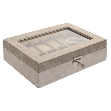 Boîte à bijoux Home ESPRIT Gris Gris foncé Polyuréthane Bois MDF 2 2