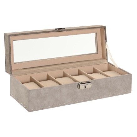 Scatola-Portagioie Home ESPRIT Grigio Grigio scuro Poliuretano Legno M