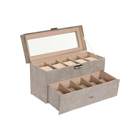 Jewelry box Home ESPRIT Grey Polyurethane Crystal MDF Wood 27,5 x 11 x