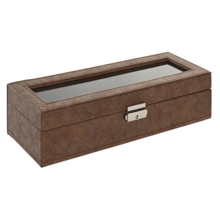 Scatola-Portagioie Home ESPRIT Marrone Poliuretano Cristallo Legno MDF 2