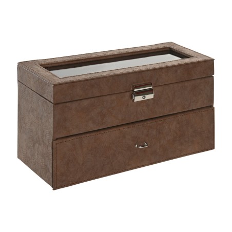 Scatola-Portagioie Home ESPRIT Marrone Poliuretano Cristallo Legno MDF