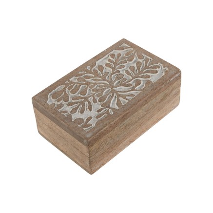 Boîte à bijoux Home ESPRIT Blanc Naturel Bois de manguier (2 Pièces